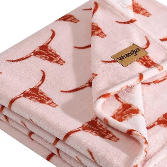 Pink wrangler Aztec Indian cowgirl cowboy throw blanket plush country festival